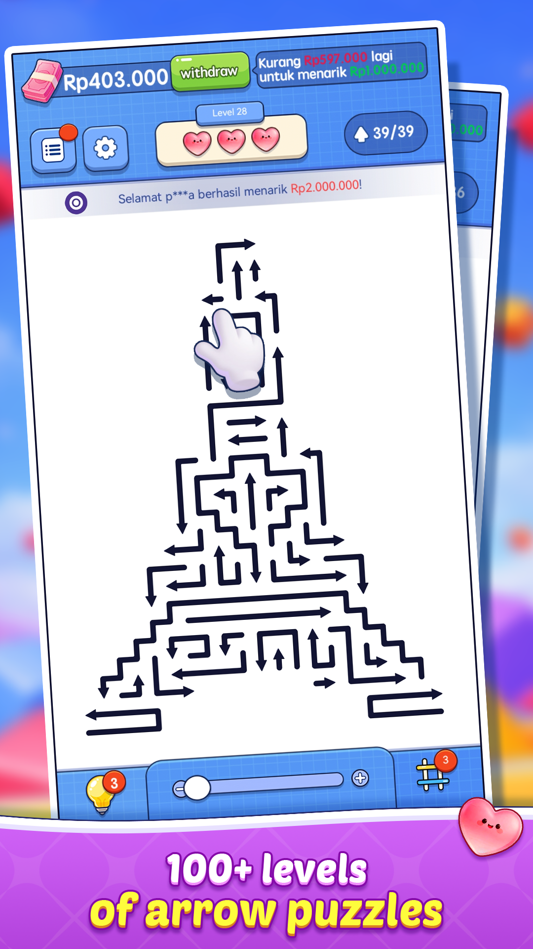 Cash Arrows gameplay: puzzle progression
